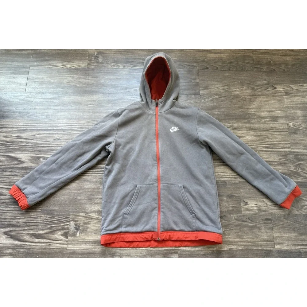 Kids Nike Sportswear‎ Jacket Coat Deep Orange Grey Reversible XL 14
